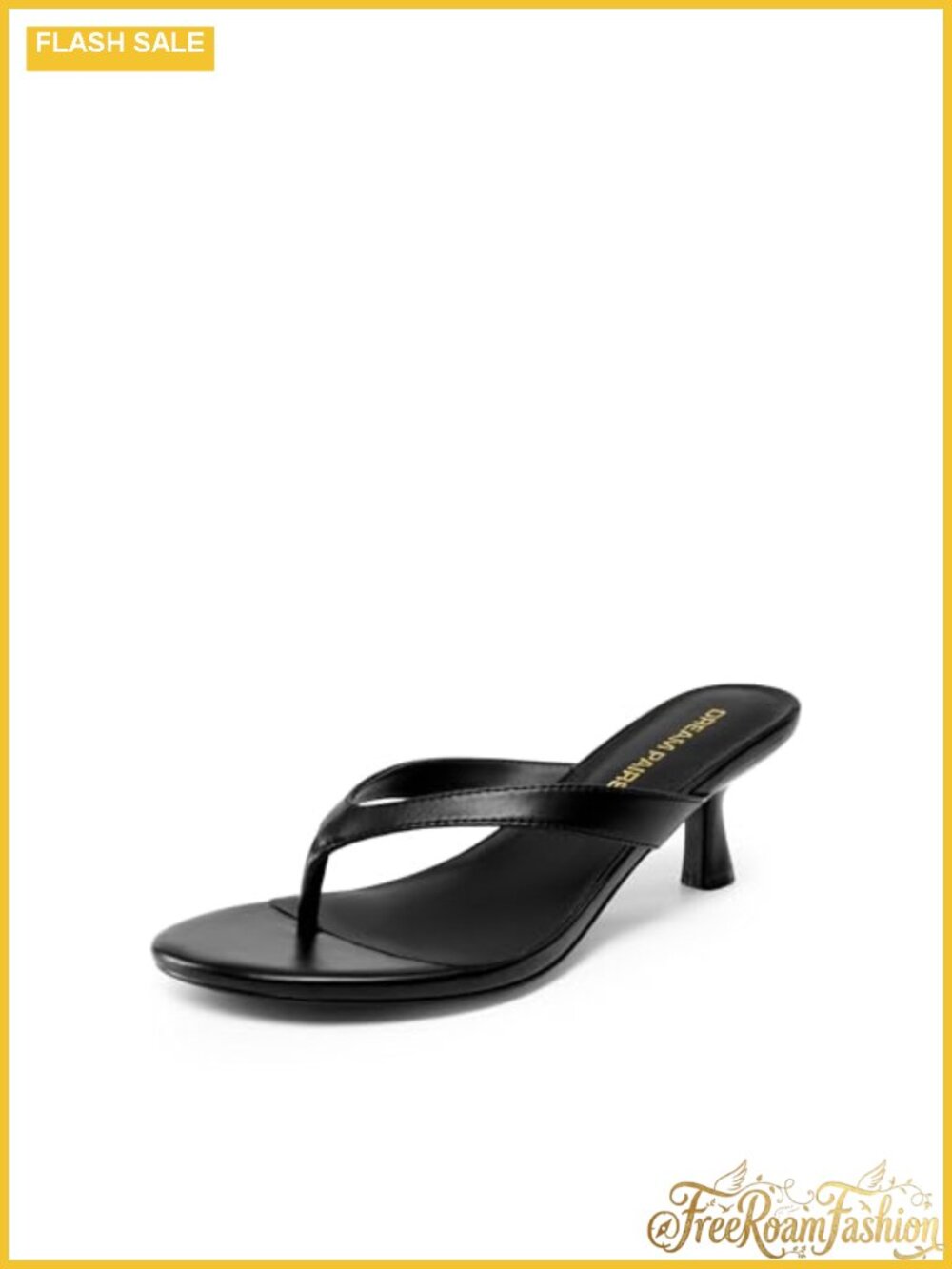 Kitten Heel Thong Sandals Faux Leather Slip On Dress Flip Flop Heels